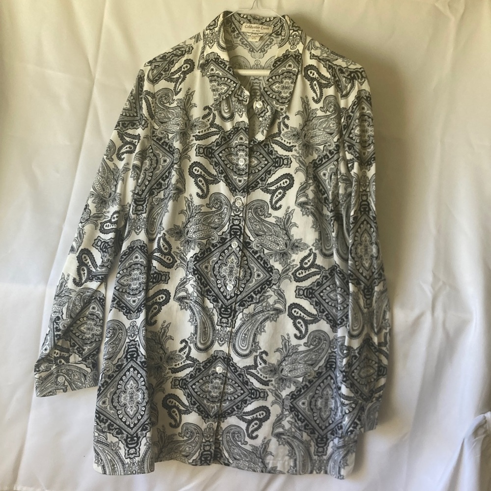 Coldwater Creek Black and White Paisley Blouse